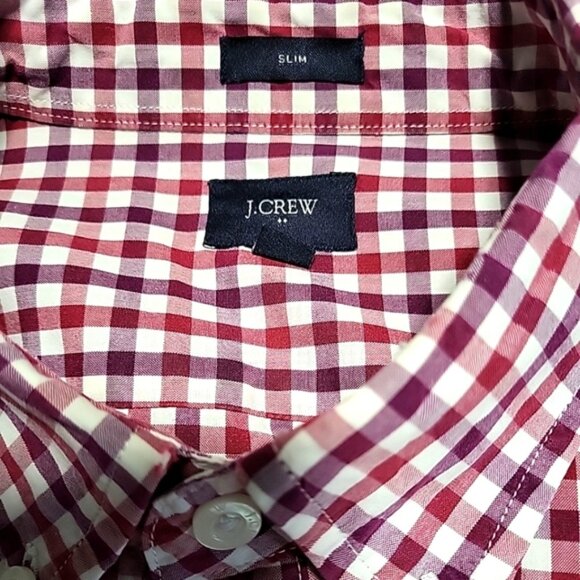 J. Crew Men's Shirt Size L Slim Fit Red Checked Button Up Long Sleeve Preppy - Picture 3 of 11